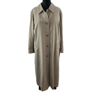 Burberrys Beige Trench Coat Wool Winter Lined Collar Button-Front Pocket Size 10